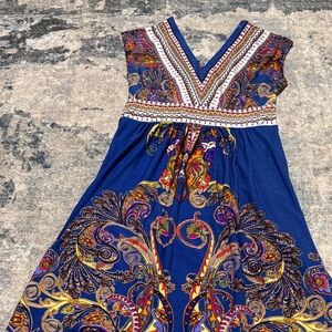 Vibrant Blue Paisley Women’s Dress